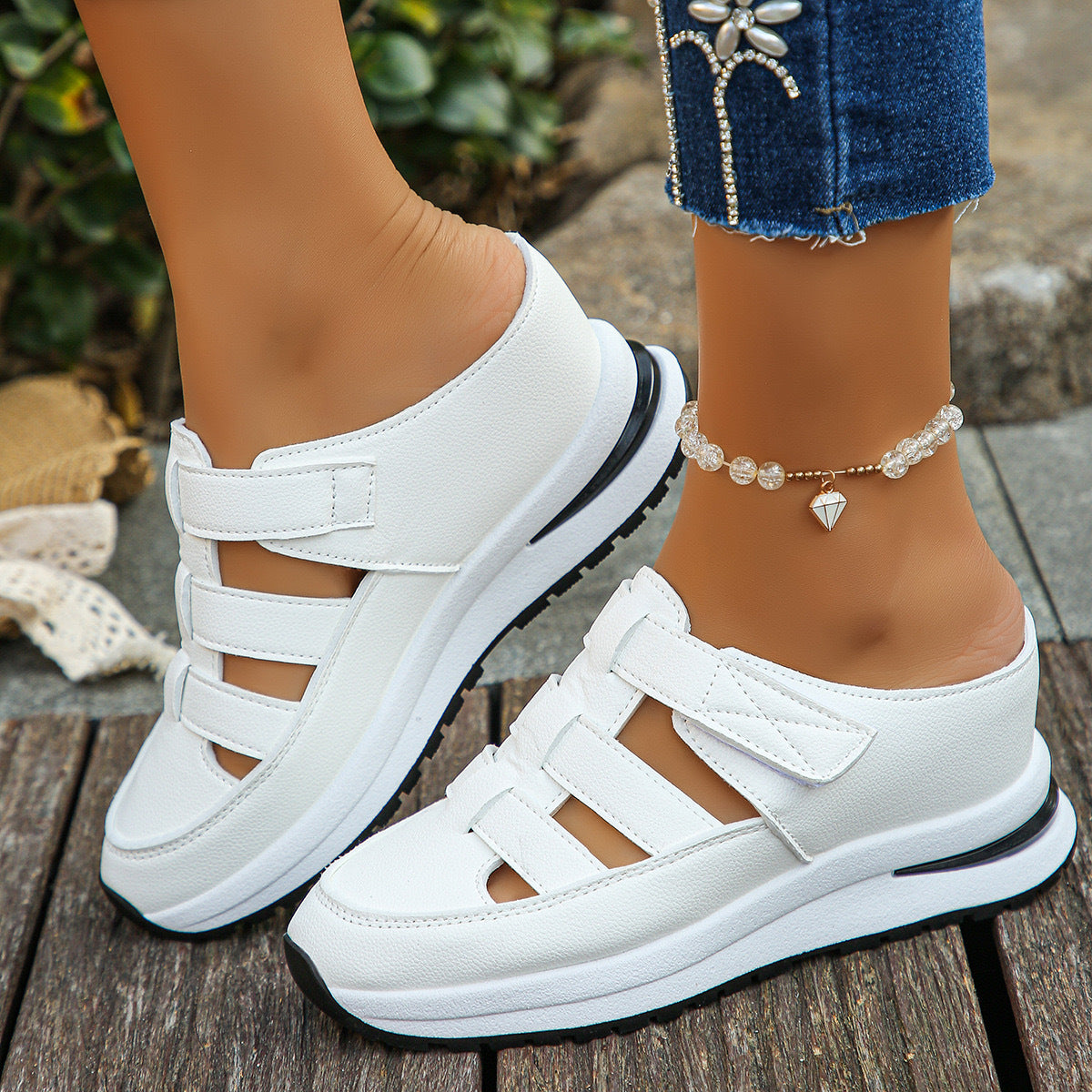 Damen Sportliche Wedge-Sandaletten mit verstellbaren Riemen und rutschfester Sohle