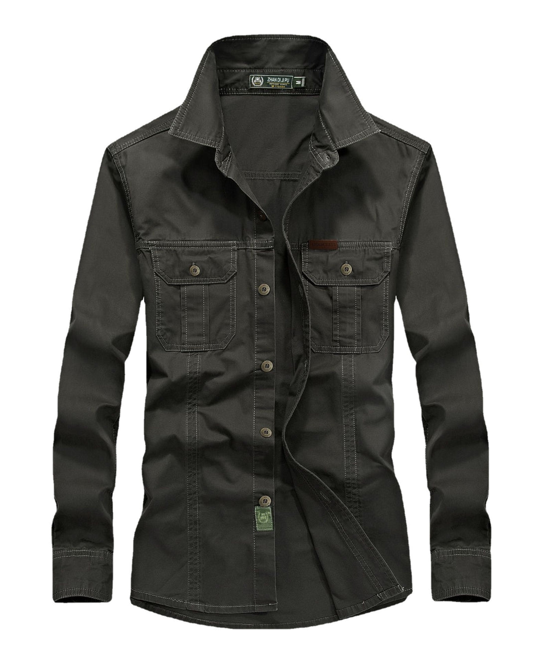 Herren leichtes Canvas-Fieldhemdjacke mit Brustpattentaschen und verstärkten Nähten Shop Nory