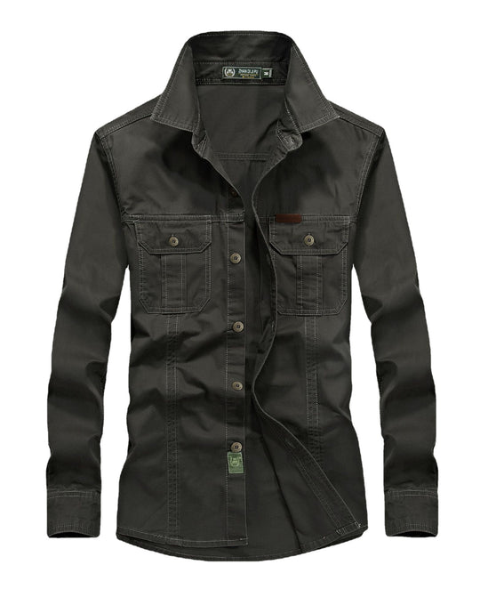 Herren leichtes Canvas-Fieldhemdjacke mit Brustpattentaschen und verstärkten Nähten Shop Nory