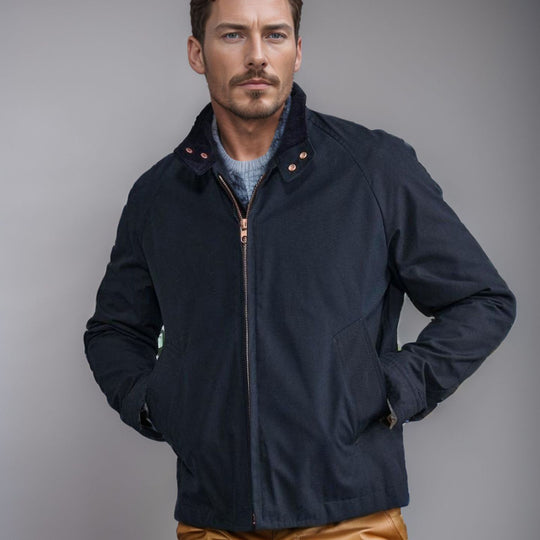 Herren Kurzjacke im Blousonstil mit Cordkragen und Metallreißverschluss Shop Nory
