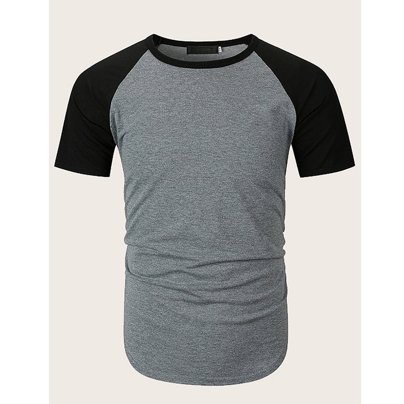 Herren Rundhalsshirt mit kontrastierenden Ärmeln und figurbetonter Passform