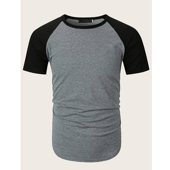 Herren Rundhalsshirt mit kontrastierenden Ärmeln und figurbetonter Passform