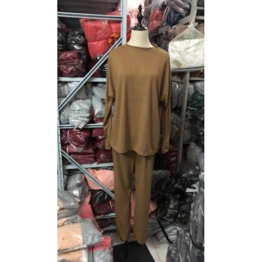 Damen Lässiges Lounge-Set mit Rundhalsausschnitt, Kordelzug-Hose und Bündchen Shop Nory