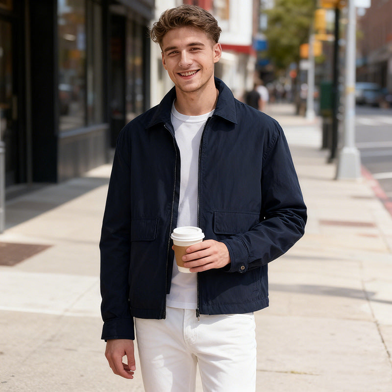 Herren Leichte Zip‑Jacke im Harrington‑Stil mit Pattentaschen Shop Nory