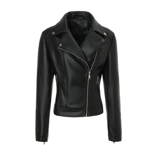Damen Taillierte Biker-Lederjacke mit Stepp-Schultern Shop Nory