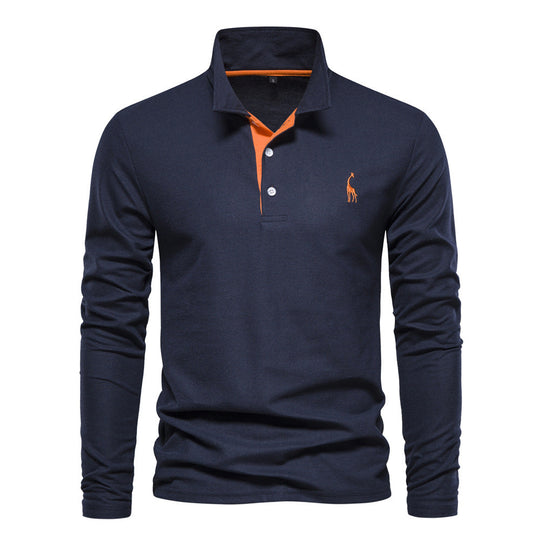 Herren Langarm Poloshirt mit modernem Kragen und atmungsaktiver Baumwollqualität ShopNory
