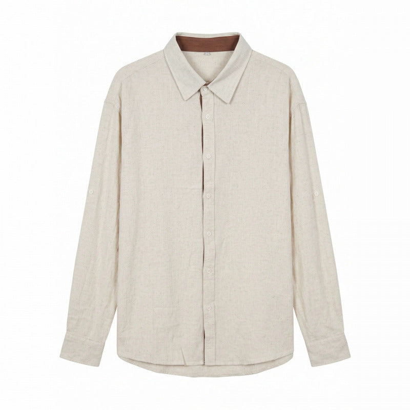 Herren Leichtes Oversize-Leinenhemd mit Kentkragen und abgerundetem Saum Shop Nory