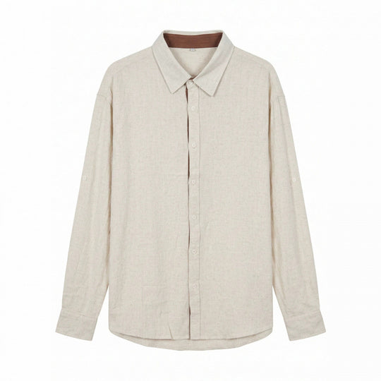 Herren Leichtes Oversize-Leinenhemd mit Kentkragen und abgerundetem Saum Shop Nory