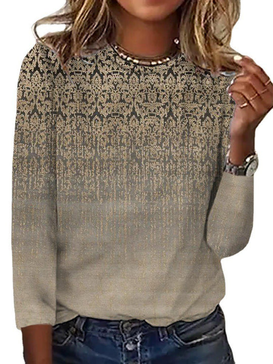 Damen Langärmeliges Oversize-Sweatshirt mit abstraktem Aquarell-Mosaikprint Shop Nory