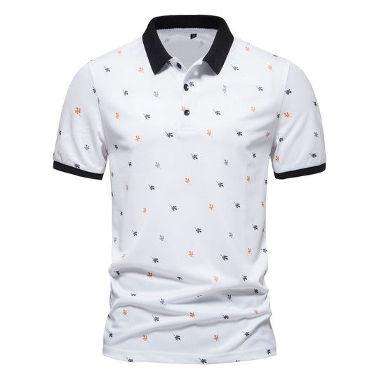 Herren Poloshirt mit einzigartigem Muster und modernem Stehkragen