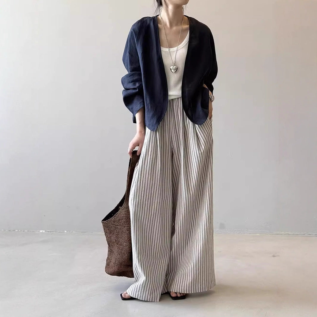 Damen Oversize-Kimonojacke aus Leinenmix mit offenem Fall und weiten Ärmeln Shop Nory