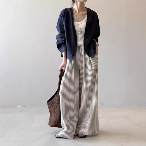 Damen Oversize-Kimonojacke aus Leinenmix mit offenem Fall und weiten Ärmeln Shop Nory
