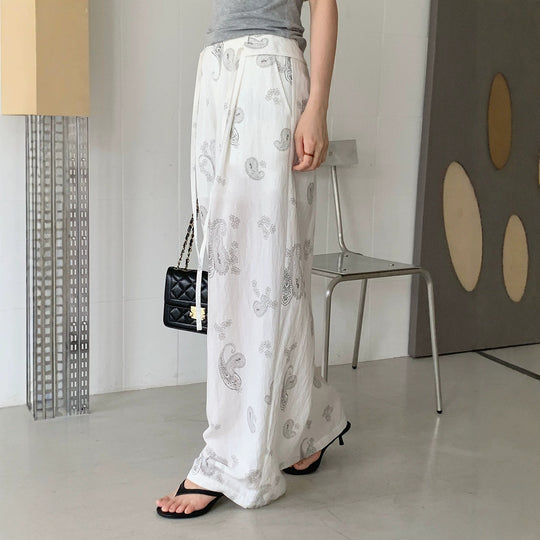 Damen Weite Leinenhose mit Paisleymuster Shop Nory