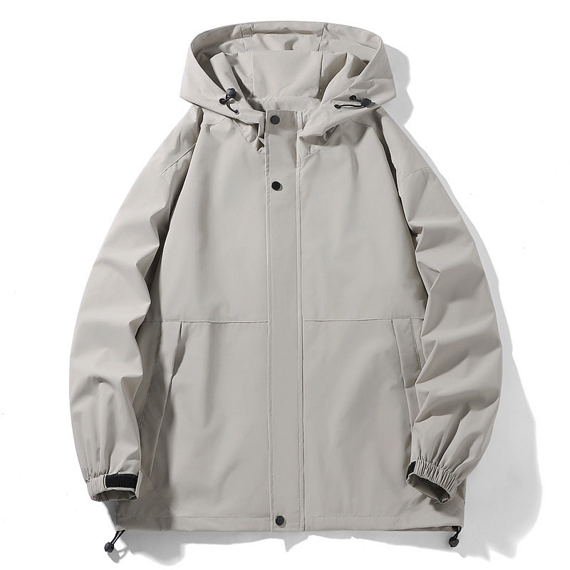 Herren Wasserabweisende Übergangsjacke mit verstellbarer Kapuze und praktischen Taschen Shopnory