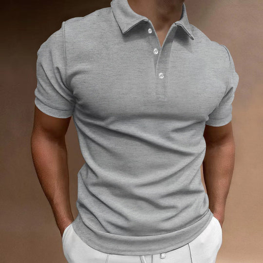 Herren nan schlank geschnittenes Stretch-Poloshirt mit Kentkragen und elastischem Saum Shopnory