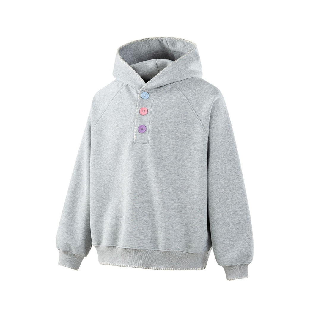 Damen Kapuzenpullover mit halber Knopfleiste, dekorativer Sattelnaht und Oversize-Schnitt Shop Nory