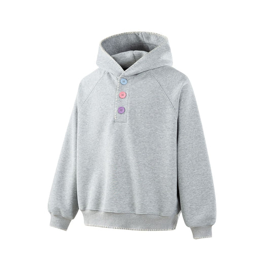 Damen Kapuzenpullover mit halber Knopfleiste, dekorativer Sattelnaht und Oversize-Schnitt Shop Nory