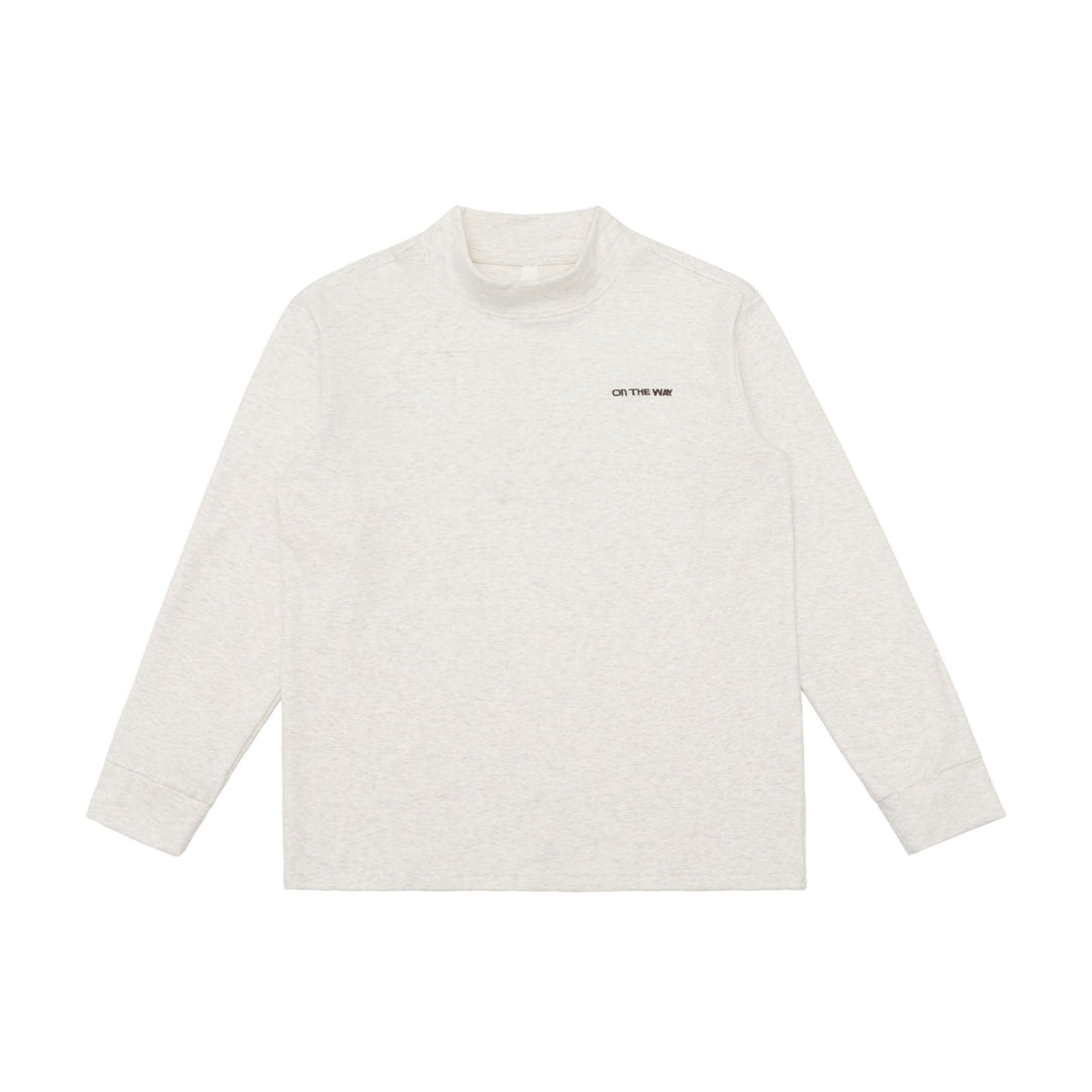 Unisex Feinstrukturierter Mockneck-Pullover aus Baumwollmix mit dezenter Bruststickerei Shop Nory