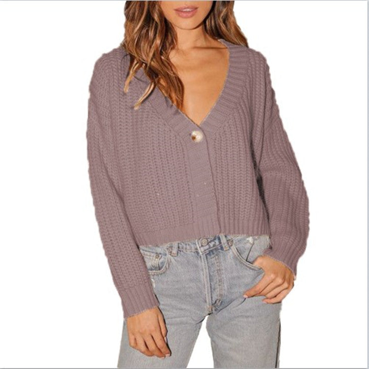 Damen Grob gestrickte Cardigan mit tiefem V-Ausschnitt und lockerer Passform