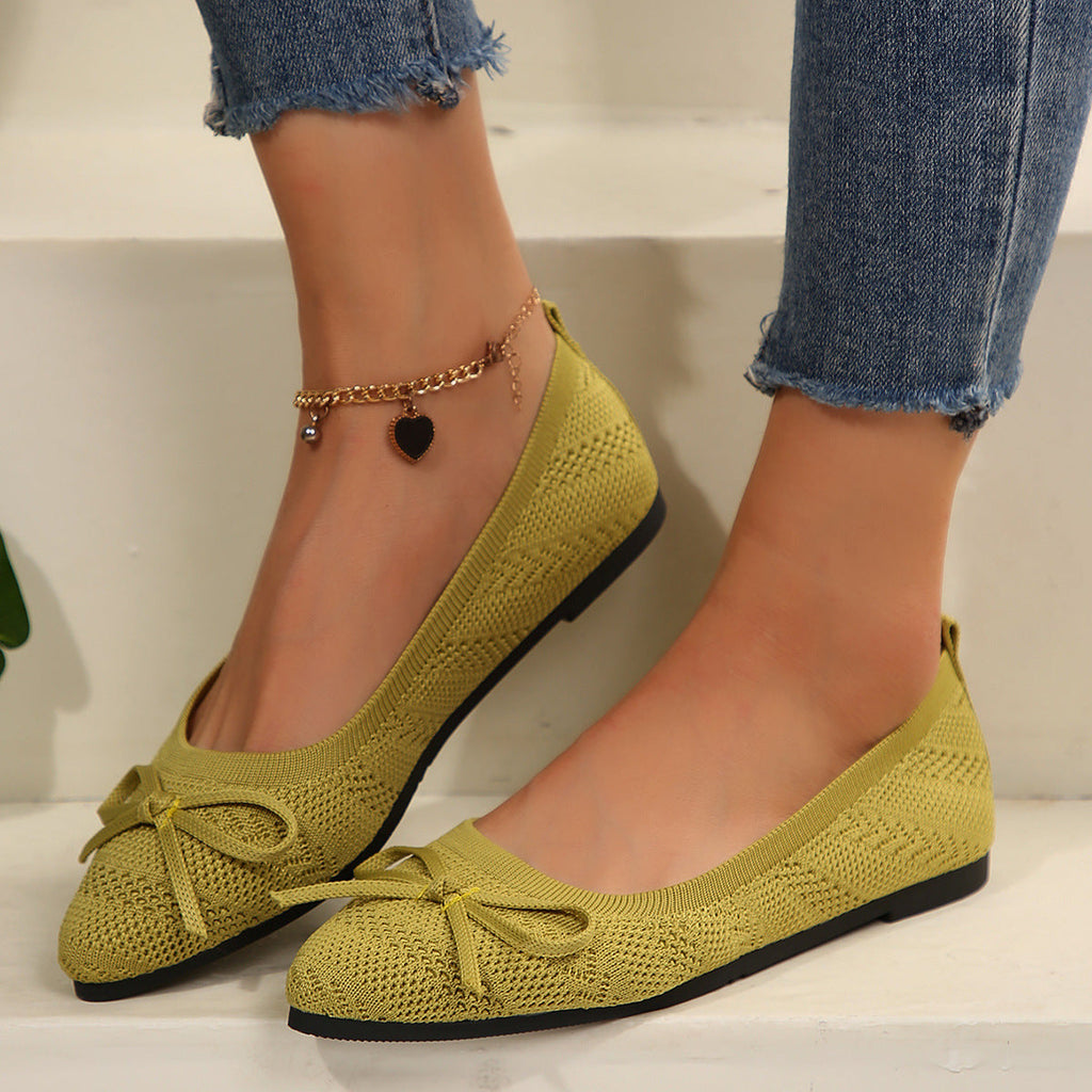 Damen elegante Ballerinas mit stylischem Schleifen-Detail aus atmungsaktivem GewShopnorye Shopnory