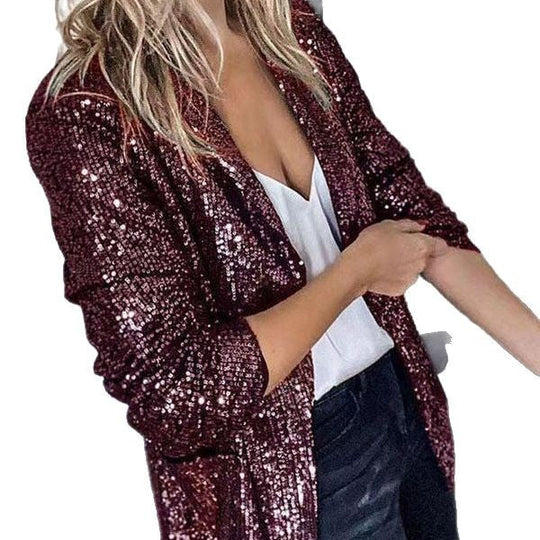 Damen Glitzernde Asymmetrische Blazerjacke mit modernem Schnitt