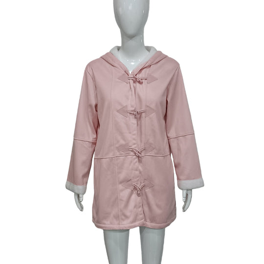 Damen Kapuzen-Dufflecoat mit Kunstfellbesatz und KnShop Noryelverschlüssen Shop Nory