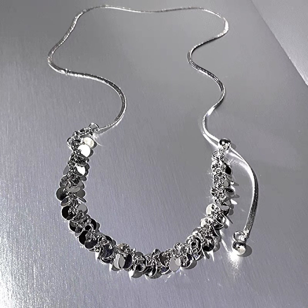 Damen elegante Halskette mit funkelnden Plättchen Shop Nory
