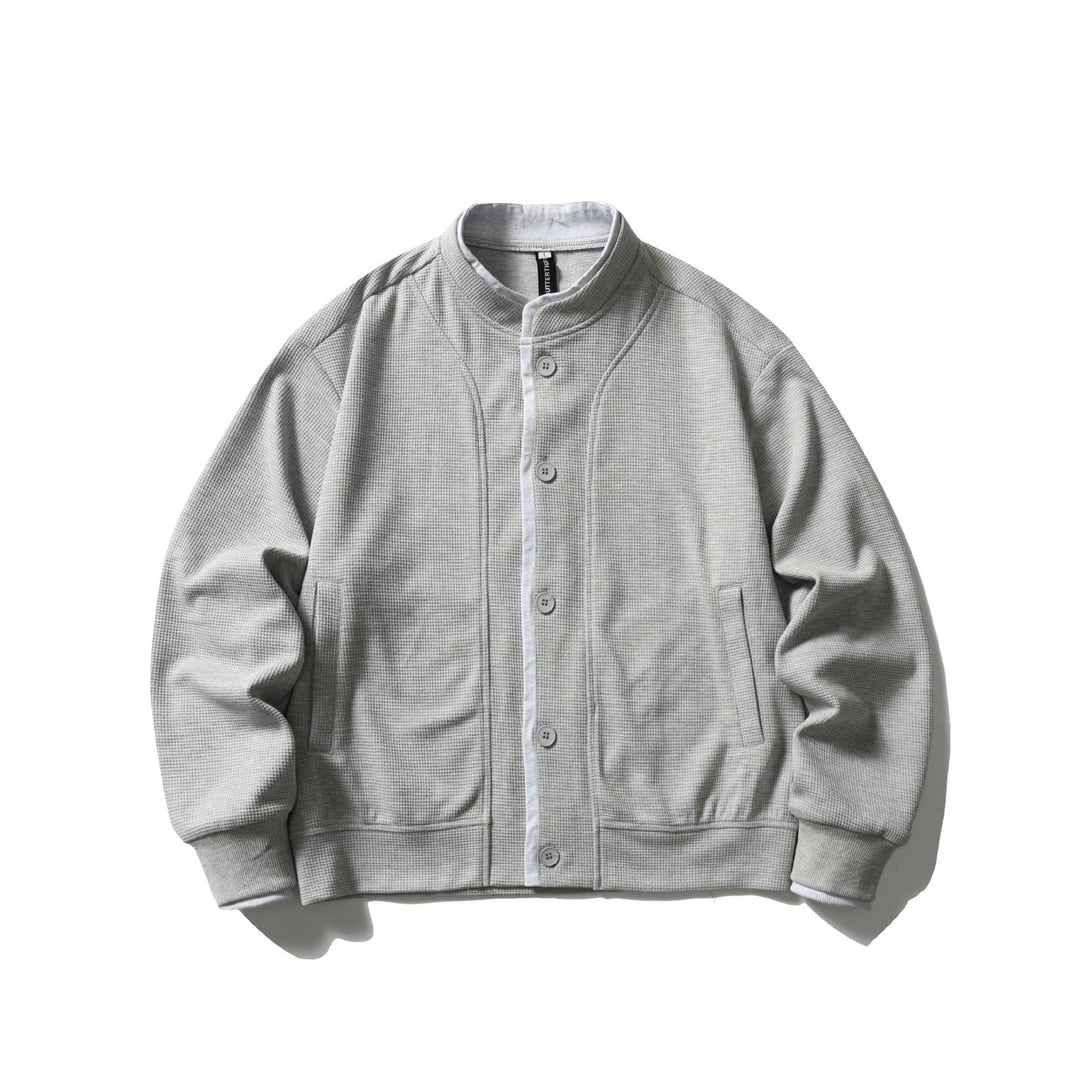 Unisex Kurz geschnittene Boxy‑Blousonjacke mit Waffelstruktur, Stehkragen und kontrastpaspel Shop Nory