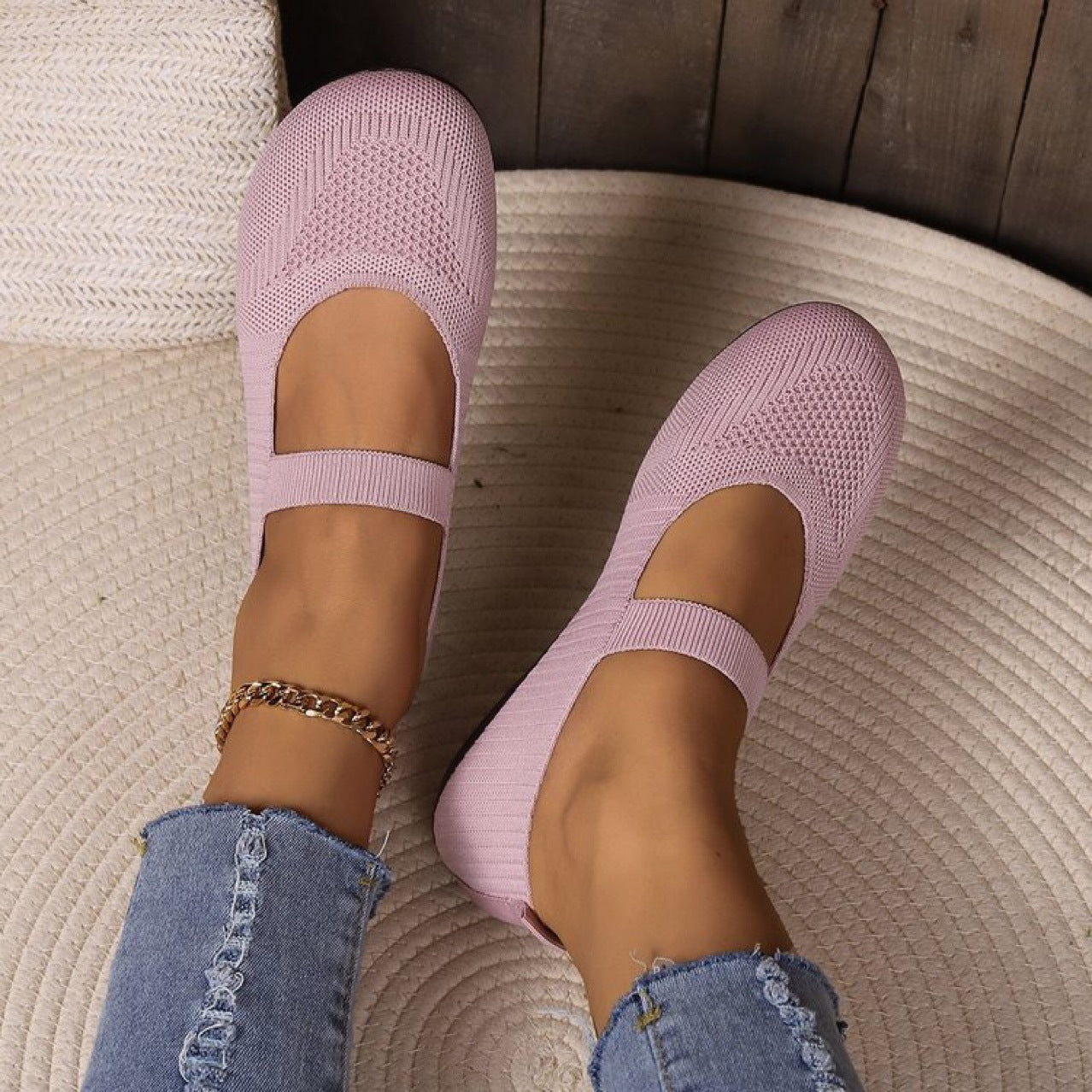 Damen elastische Ballerinas mit komfortablem Fußbett