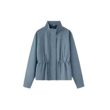 Damen Leichte Taillierte Übergangsjacke mit Stehkragen, Tunnelzug und verdecktem Verschluss Shop Nory