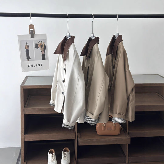 Damen Boxy Übergangsjacke mit Cordkragen und großen Pattentaschen Shop Nory