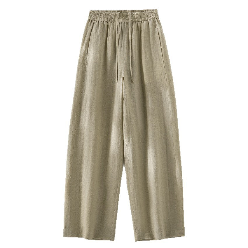 Damen Weite Leinen‑Optik Palazzohose mit elastischem Bund und fließender Silhouette Shop Nory