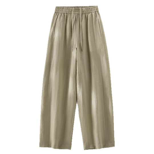 Damen Weite Leinen‑Optik Palazzohose mit elastischem Bund und fließender Silhouette Shop Nory