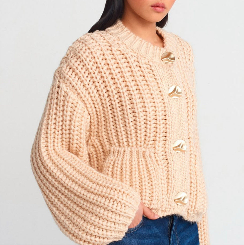 Damen Grobstrick-Pullover mit Taschen und Oversize-Silhouette Shop Nory