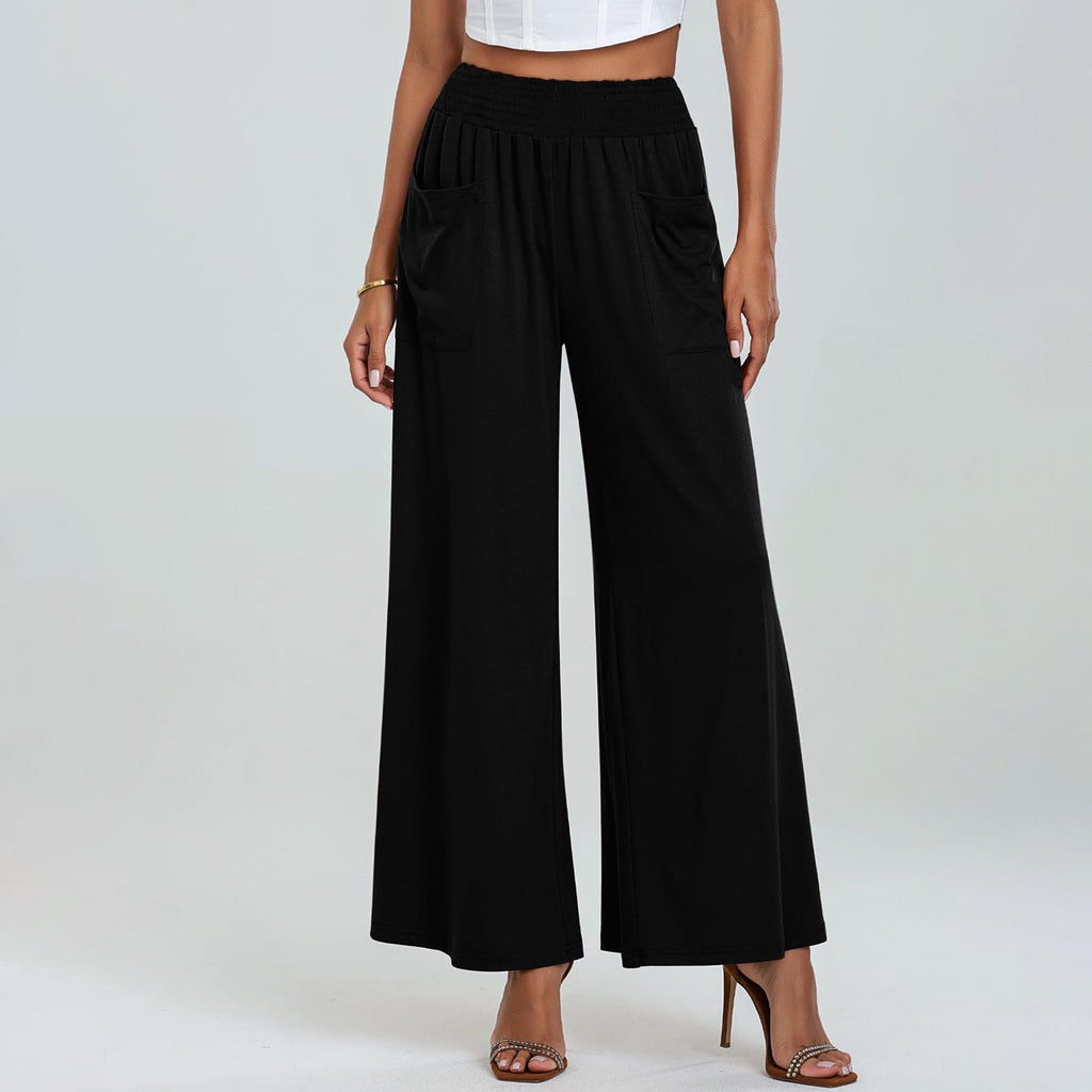 Damen Weit geschnittene Palazzo-Hose mit elastischem Bund und praktischen Taschen