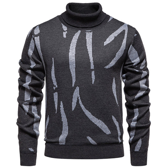Herren Strukturierter Rollkragenpullover mit abstraktem Jacquardmuster und gerippten Abschlüssen Shop Nory