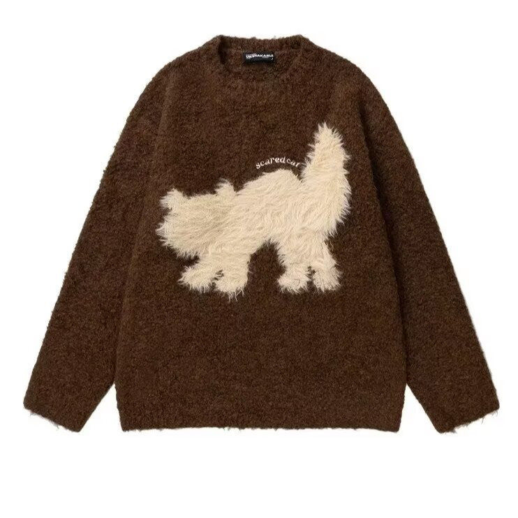 Damen Gemütlicher Pullover mit Effektgarn und Tiermotiv Shop Nory