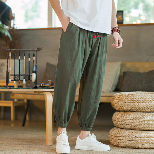 Herren lockere Haremshose mit elastischem Bund und dekorativem Kordelzug Shop Nory