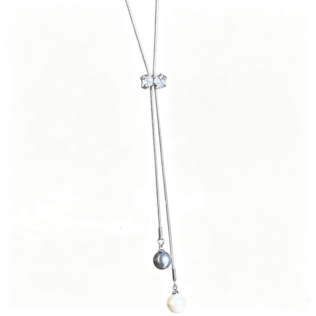 Damen Y-förmige Kette mit funkelndem Kristall- und eleganten Perlenanhängern Shop Nory