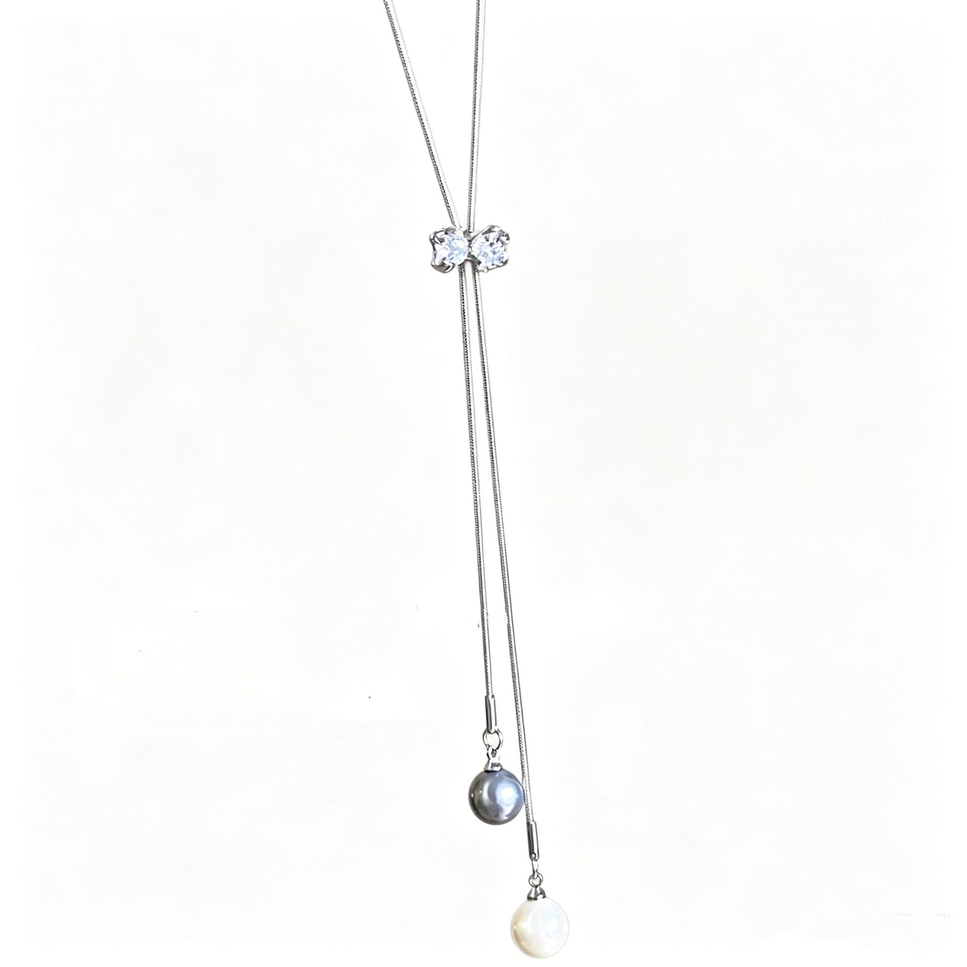 Damen Y-förmige Kette mit funkelndem Kristall- und eleganten Perlenanhängern Shop Nory