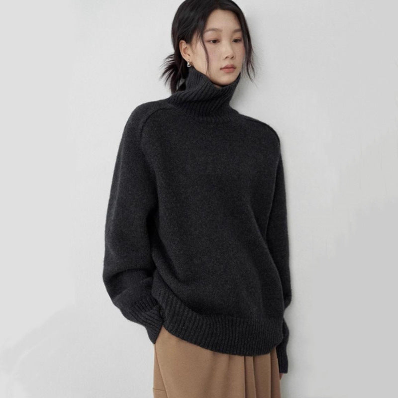 Damen Rollkragenpullover aus feinem Wollmix mit geradem Schnitt und breitem Rippkragen Shop Nory