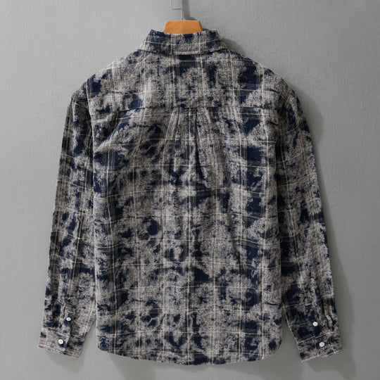 Herren Gebleichte Karo-Flanell-Overshirt Jacke im Used‑Look Shop Nory
