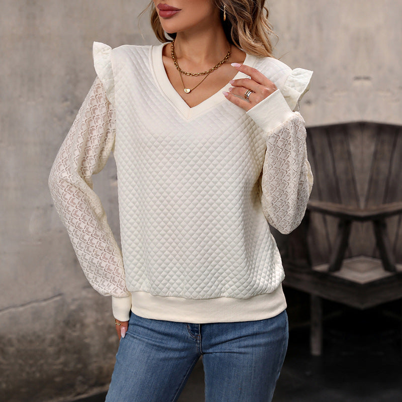 Damen Verspielter Strickpullover mit Rüschen-Details Shop Nory