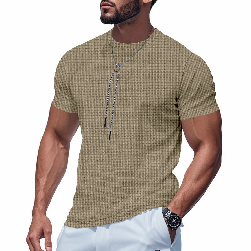 Herren Kurzarm T-Shirt mit strukturiertem Design und atmungsaktiver Baumwolle