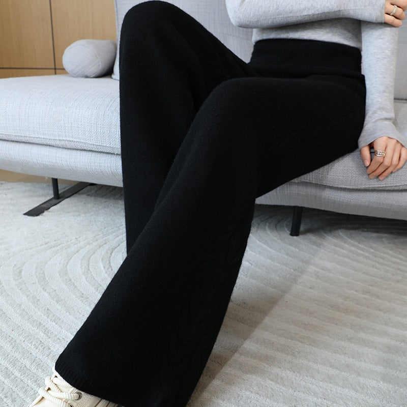 Damen Elegante Strickhose mit Zopfmuster Shop Nory