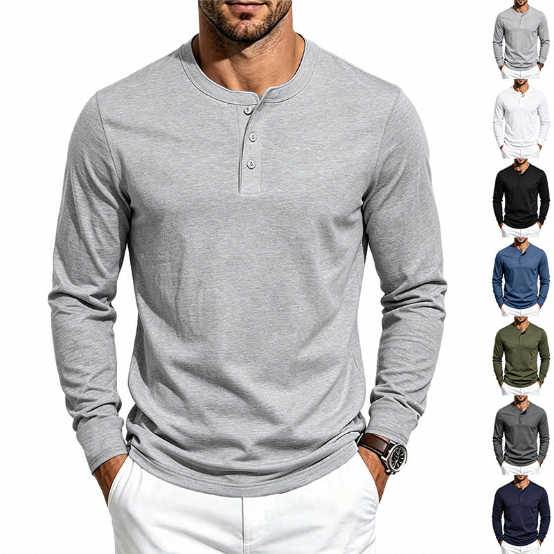 Herren Langarm-Henleyshirt aus feiner Waffelstruktur mit 3-Knopf-Leiste Shop Nory