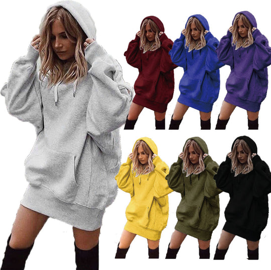 Damen Oversize Kapuzenkleid mit Kängurutasche Shop Nory