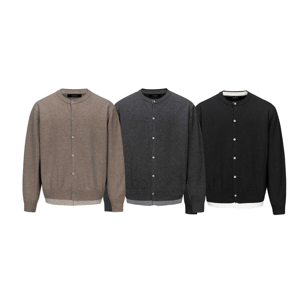 Herren Feinstrick-Cardigan mit Rundhals, durchgehender Knopfleiste und geripptem Saum Shop Nory