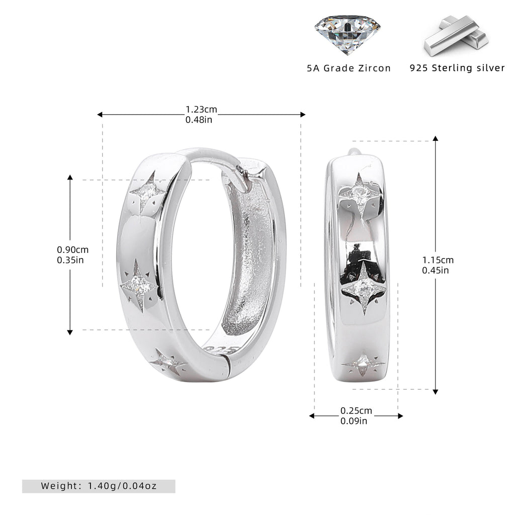 Damen Creolenohrringe mit funkelnden Zirkon-Akzenten aus hochwertigem 925 Sterling Silber Shop Nory