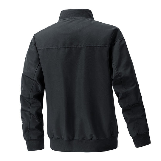 Herren urbane Bomberjacke mit Stehkragen, vertikalen Brustreißverschlüssen und geripptem Saum Shop Nory